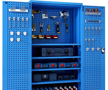 带挂板工具柜CT-G002灰色重型工具柜五金车间工具收纳柜